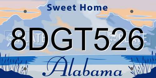 8DGT526 Alabama License Plate