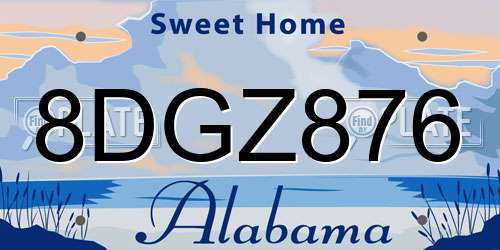 8DGZ876 Alabama License Plate