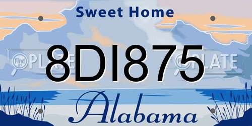 8DI875 Alabama License Plate