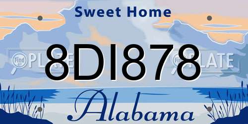 8DI878 Alabama License Plate