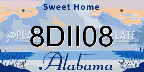8DII08 Alabama License Plate