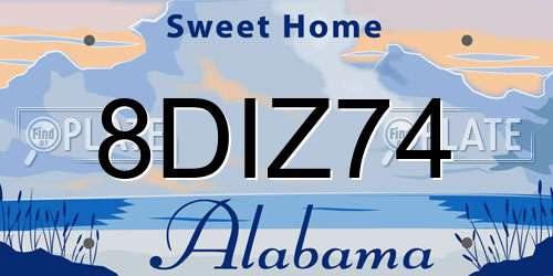 8DIZ74 Alabama License Plate