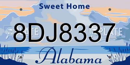 8DJ8337 Alabama License Plate