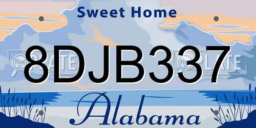 8DJB337 Alabama License Plate