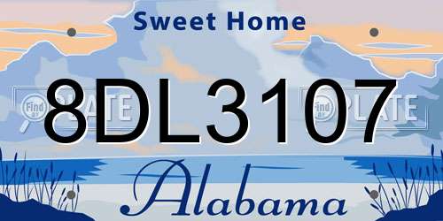 8DL3107 Alabama License Plate