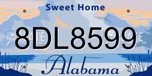 8DL8599 Alabama License Plate