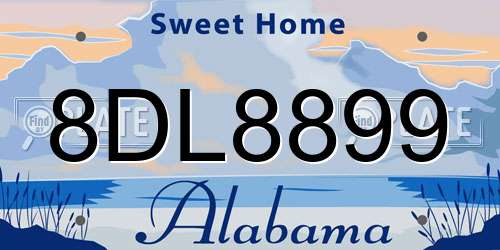 8DL8899 Alabama License Plate