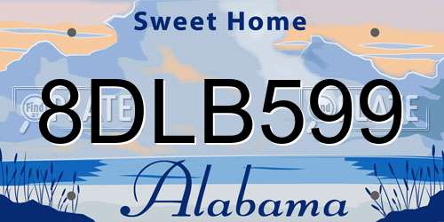 8DLB599 Alabama License Plate