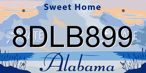 8DLB899 Alabama License Plate