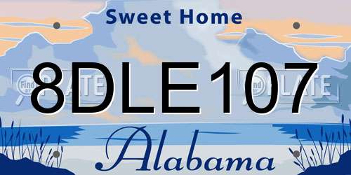 8DLE107 Alabama License Plate