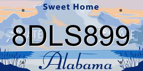 8DLS899 Alabama License Plate