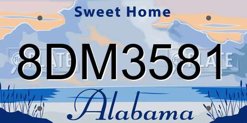 8DM3581 Alabama License Plate
