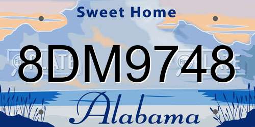 8DM9748 Alabama License Plate