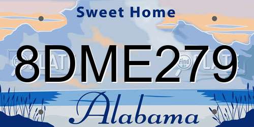 8DME279 Alabama License Plate