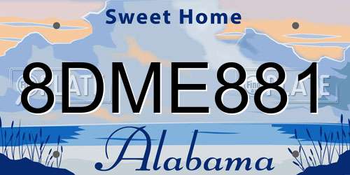 8DME881 Alabama License Plate