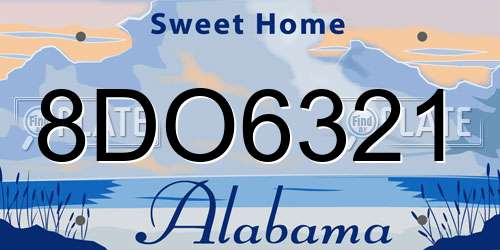 8DO6321 Alabama License Plate