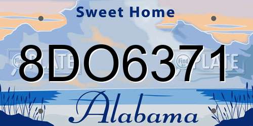 8DO6371 Alabama License Plate