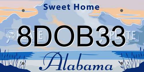 8DOB33 Alabama License Plate