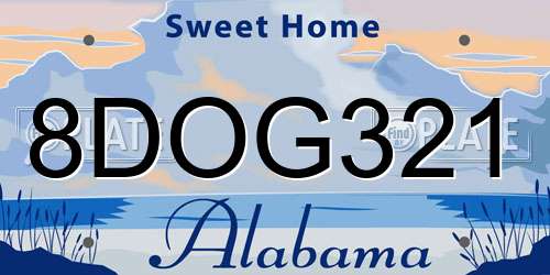 8DOG321 Alabama License Plate