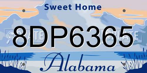 8DP6365 Alabama License Plate