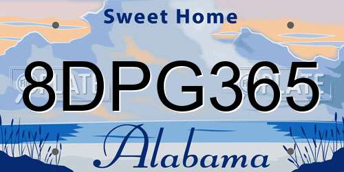 8DPG365 Alabama License Plate