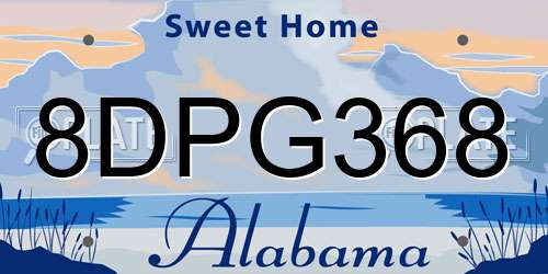 8DPG368 Alabama License Plate