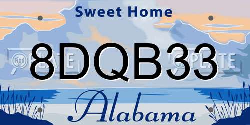 8DQB33 Alabama License Plate