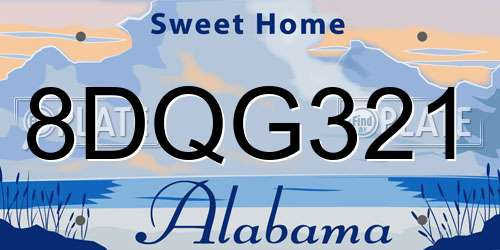 8DQG321 Alabama License Plate