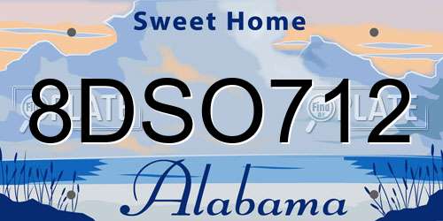 8DSO712 Alabama License Plate