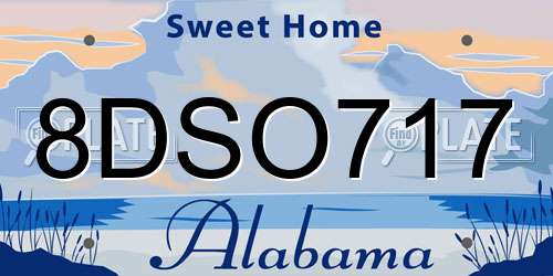 8DSO717 Alabama License Plate