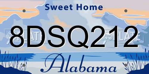 8DSQ212 Alabama License Plate