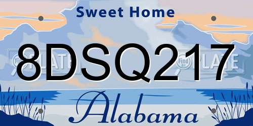 8DSQ217 Alabama License Plate