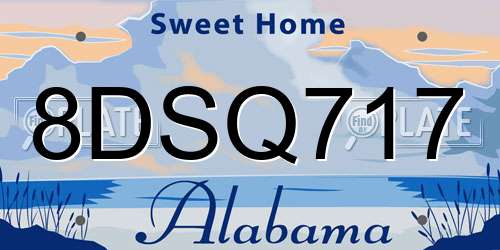 8DSQ717 Alabama License Plate
