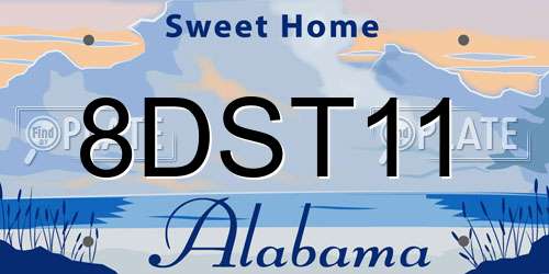 8DST11 Alabama License Plate