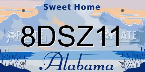 8DSZ11 Alabama License Plate