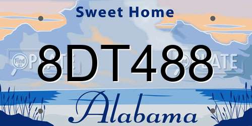 8DT488 Alabama License Plate