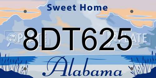 8DT625 Alabama License Plate