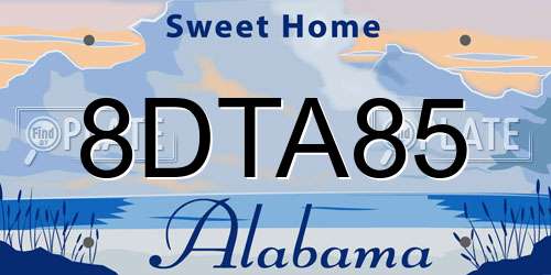 8DTA85 Alabama License Plate