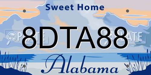8DTA88 Alabama License Plate