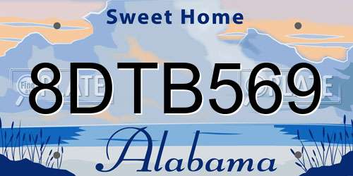 8DTB569 Alabama License Plate