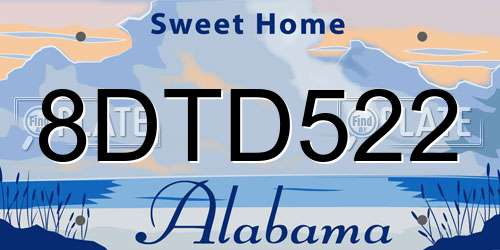 8DTD522 Alabama License Plate