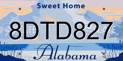 8DTD827 Alabama License Plate