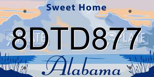 8DTD877 Alabama License Plate