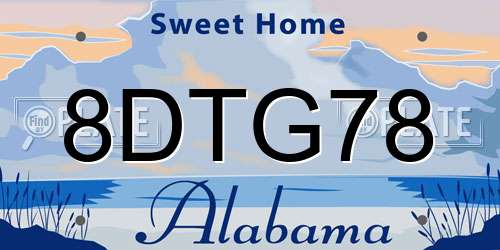 8DTG78 Alabama License Plate