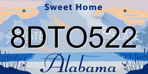 8DTO522 Alabama License Plate