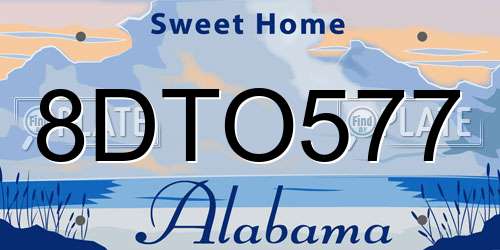 8DTO577 Alabama License Plate