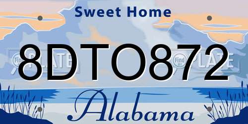 8DTO872 Alabama License Plate