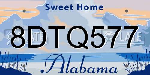 8DTQ577 Alabama License Plate