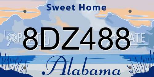 8DZ488 Alabama License Plate