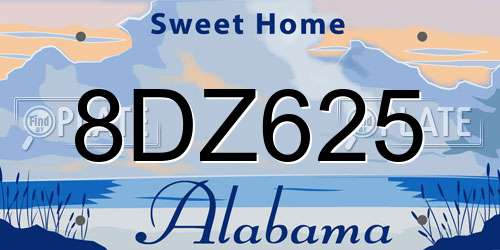 8DZ625 Alabama License Plate